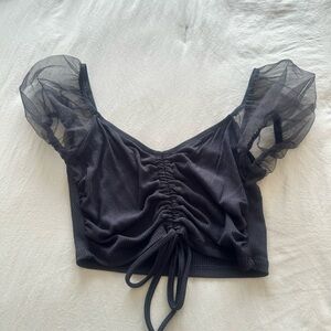 Elegant Black Puff Sleeve Top